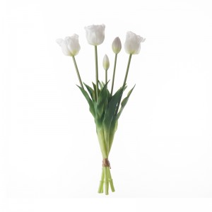MW18511 זר טוליפ פתוח מלאכותי בעל חמישה ראשים פרחים וצמחים דקורטיביים באיכות גבוהה