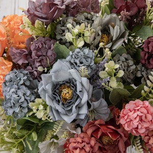 MW55715 Bouquet flè atifisyèl Rose meyè kalite flè décoratifs