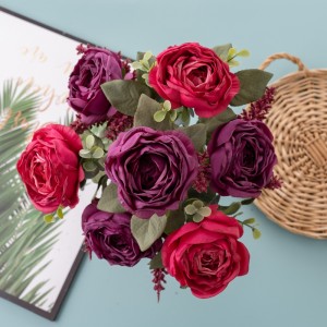 DY1-4539 Artificial Flower Bouquet Rose Ebe obibi agbamakwụkwọ dị elu