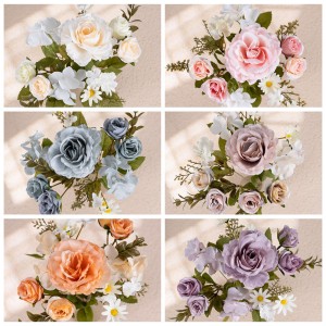 MW55507 Autumn Rose Bouquet Artificial Flower Silk Roses for Wedding Party Centerpiece Road Lead Flower Rack Whakapaipai
