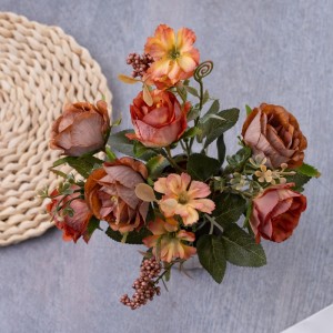 MW57510 Kunstig blomsterbukett Rose Hot Selger Silkeblomster