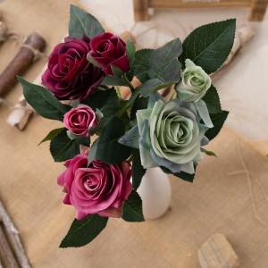 MW60501 Роза од вештачки цвет Висококвалитетни украсни цвеќиња и растенија