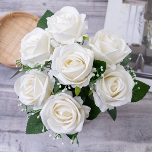 CL86502 Արհեստական ​​ծաղիկների ծաղկեփունջ վարդերի գործարան Ուղիղ վաճառք Silk Flowers