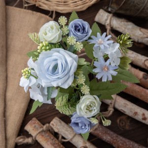 MW55727 Dirbtinių gėlių puokštė rožių Aukštos kokybės vestuvių papuošalai