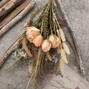 DY1-6368 mākslīgo ziedu pušķis, rožu reālistisks svētku dekors