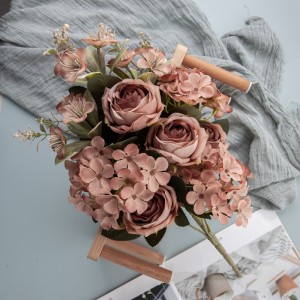 CL04507 Buquê de flores artificiais rosa decoração de casamento de jardim de venda quente
