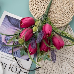 DY1-3613 Bouquet di fiori artificiali Tulipanu Novu disignu Decorazione di matrimoniu