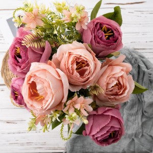 DY1-4974 Kënschtlech Blummen Bouquet Rose Grousshandel dekorativen Blummen