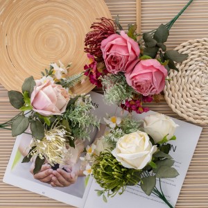 DY1-6486 Ram de flors artificials Rose Factory Venda directa Subministrament per a casaments