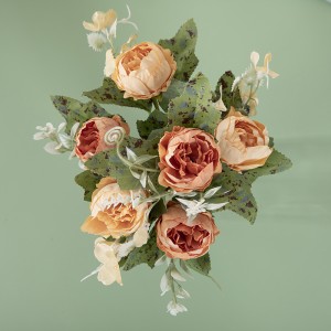 MW55503 Artipisyal nga Silk Pink Peony Bush Wedding Flower Bouquet Floral Dekorasyon