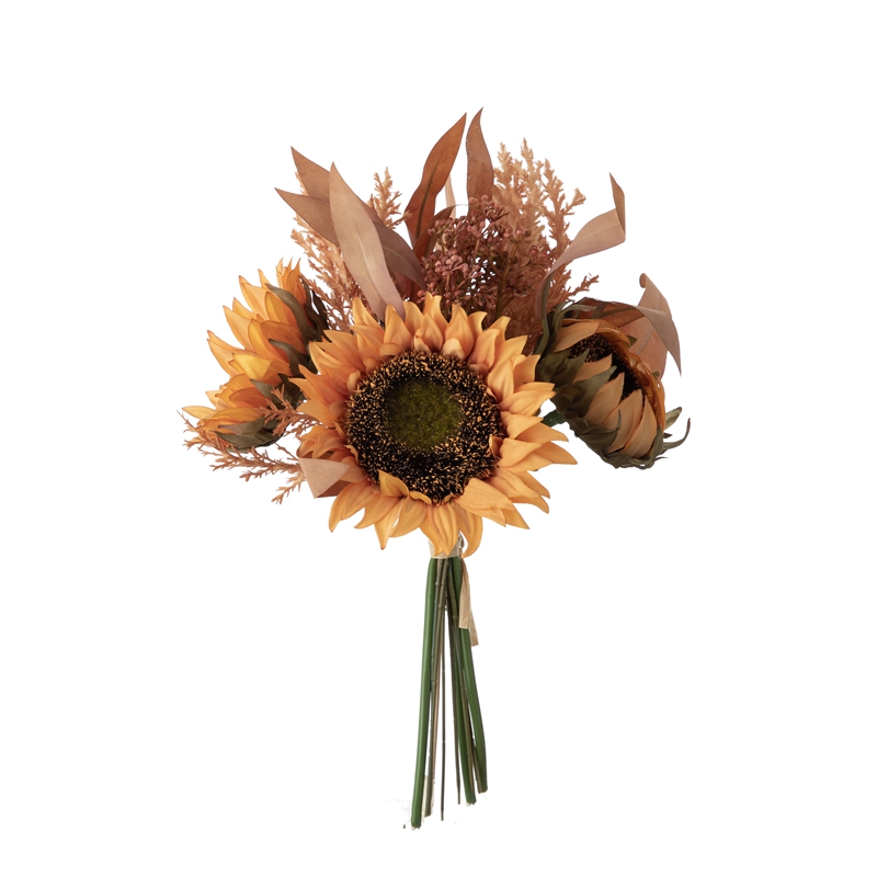 DY1-5325 مصنوعی پھولوں کا گلدستہ سورج مکھی کا نیا ڈیزائن پھول وال بیک ڈراپ