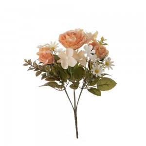 MW55723 Buquê de flores artificiais rosa fornecimento barato de casamento