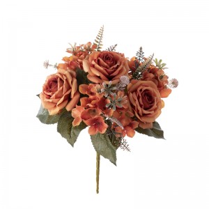 CL04511 Dirbtinių gėlių puokštė rožė Naujo dizaino dekoratyvinės gėlės ir augalai