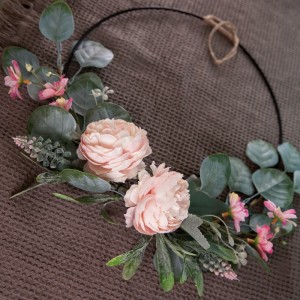 CF01011 Венец от изкуствени цветя Чаена роза Евкалипт Гореща продажба Сватбена украса