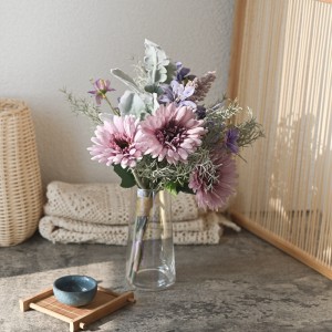 CF01094 Bukkett tal-fjuri artifiċjali Gerbera chrysanthemum Freesia Bejgħ bl-ingrossa rigal ta' Jum San Valentinu