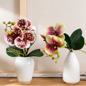 CL09005 Phalaenopsis artificial con hojas, orquídea de imitación, flores de látex de tacto Real para centro de mesa, hogar, oficina, boda