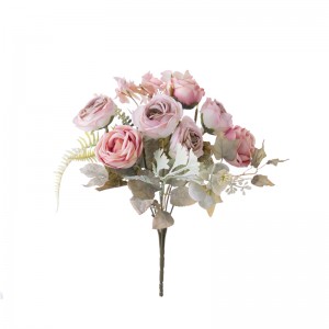 CL10505 Cùl-raon balla flùr mòr-chòrdte Ròs Bouquet Flower Artificial