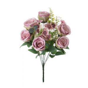 MW55728 Bouquet flè atifisyèl Rose cho vann flè décoratifs