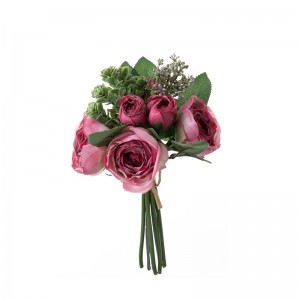 DY1-5671 Dirbtinių gėlių puokštė rožės karštai parduodamos gėlių sienos fonas