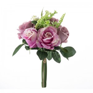 DY1-3318 Bouquet Flower Artificial Rose Cùl-raon balla fhlùraichean fìor