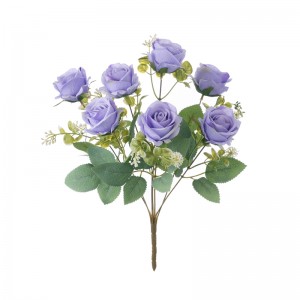 MW31504 Bouquet flè atifisyèl Rose popilè dekoratif flè ak plant yo