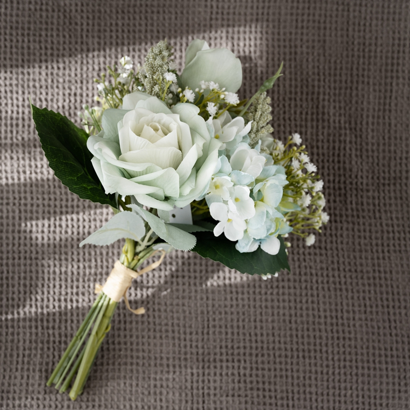 CF01077 कृत्रिम फूलों का गुलदस्ता गुलाब हाइड्रेंजिया नई डिजाइन शादी की आपूर्ति