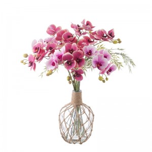 CL09002 कृत्रिम आर्किड तने रियल टच नकली फेलेनोप्सिस फूल घर शादी की सजावट 26.8 इंच लंबा 5 बड़े फूल