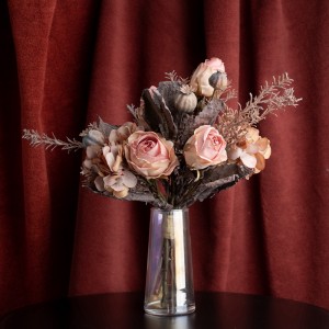 CF01021 Bouquet voninkazo artifisialy Rose Hydrangea Poppy Factory amidy mivantana