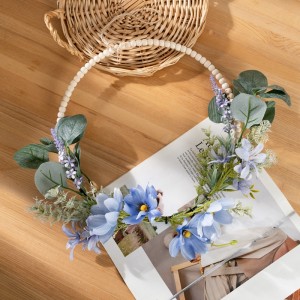 CF01309 Desain Baru Kain Buatan Gesang Plastik Tanaman Hijau Sutra Kayu Putih Setengah Karangan Bunga dengan Manik untuk Dekorasi Dalam Ruangan Rumah