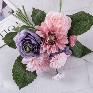 GF15538A Quality Decoration Artificial Wild Rose*3 Dahlia*3 Bundle*8 For Home Decoration Wreath