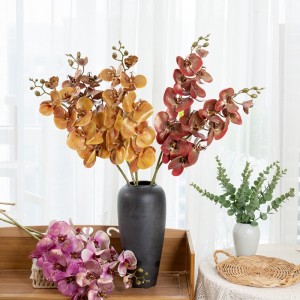 CL09003 Artificial Flowers Phalaenopsis Orchids Stems Real Touch Vintage Golden for Kitchen Table Centerpiece