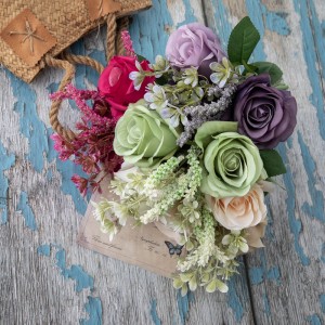 DY1-4550 Buchet de flori artificiale Trandafir Decor popular pentru nunta de gradina