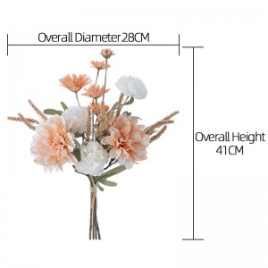 CF01027 Buqetë me lule artificiale Zgjedhje me shumicë të Krishtlindjeve Dahlia Ranunculus Chrysanthemum