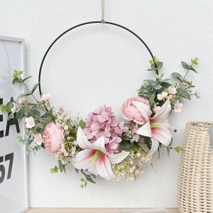 CF01089 Artificial Lily Tea Rose Wreath New Design Flower Wall Backdrop