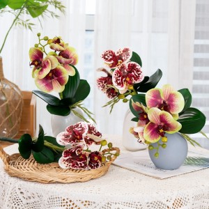 CL09005 Phalaenopsis artificial con hojas, orquídea de imitación, flores de látex de tacto Real para centro de mesa, hogar, oficina, boda