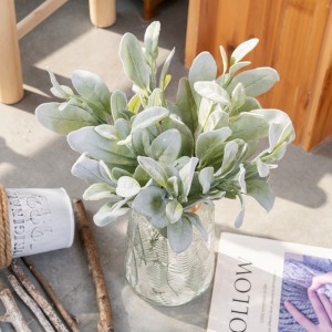 DY1-3647 Wholesale Artificial Plant Flocking Leaf Faux Greenery Leaves Outdoor Decoration