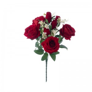 CL86503 Dirbtinių gėlių puokštė rožių didmeninė vestuvių puošmena