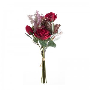 DY1-3976 Buqetë me lule artificiale Trëndafila Dekorime festive me cilësi të lartë