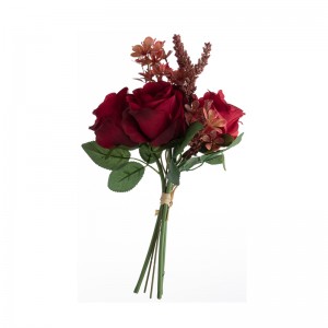 DY1-4550 कृत्रिम फूलों का गुलदस्ता गुलाब लोकप्रिय उद्यान विवाह सजावट