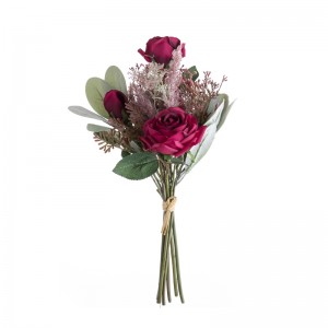 DY1-3976 Buqetë me lule artificiale Trëndafila Dekorime festive me cilësi të lartë