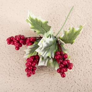GF15968 Noel kırmızı Kök Uzun Berry Dekorasyon Yapay Meyveler Yaprak Spreyi