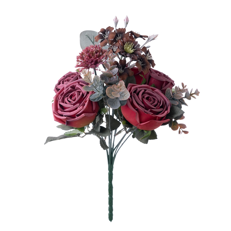 DY1-6414 Bouquet flè atifisyèl Rose meyè kalite flè décoratifs