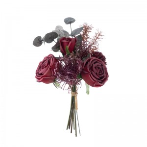 DY1-6621 ດອກໄມ້ທຽມ bouquet ດອກກຸຫລາບທີ່ແທ້ຈິງຕົກແຕ່ງ