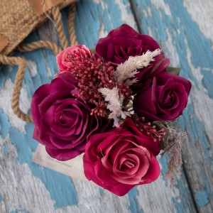 DY1-4599 Umelá kvetinová kytica Rose Lacná svadobná dekorácia