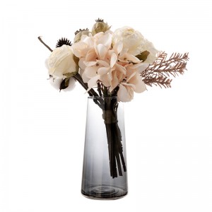 CF01004 Букет от изкуствени цветя Роза Хортензия Мак Евтини сватбени централни елементи