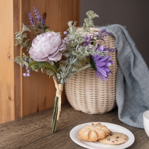 CF01108 Buqetë me lule artificiale Gerbera Tea Rose Luleradhiqe Furnizime dasme me dizajn të ri