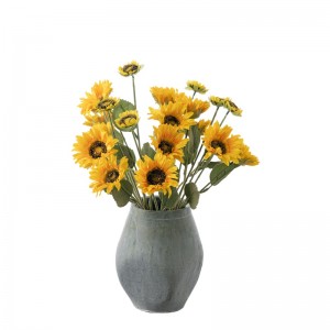 DY1-2185 3 ຫົວ Yellow Flores ດອກທຽມ ຜ້າໄຫມ Sunflower Wedding Decoration