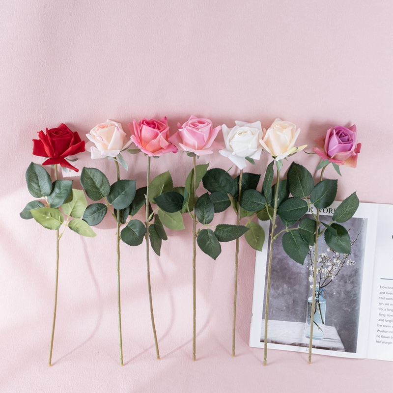 MW60005 Bunga Kain Tiruan Tangan Kelembapan Tunggal Warna yang berbeza Simulasi Dekorasi Rumah Hari Valentine Rose Real