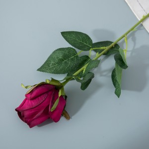 MW41106 Simulering Blomma Lång Enkel Stjälk Rose Bud Spray För Bröllopsdekoration