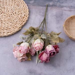 CL10504 Artificial Flower Bouquet Rose ຂາຍຮ້ອນດອກໄມ້ປະດັບແລະພືດ